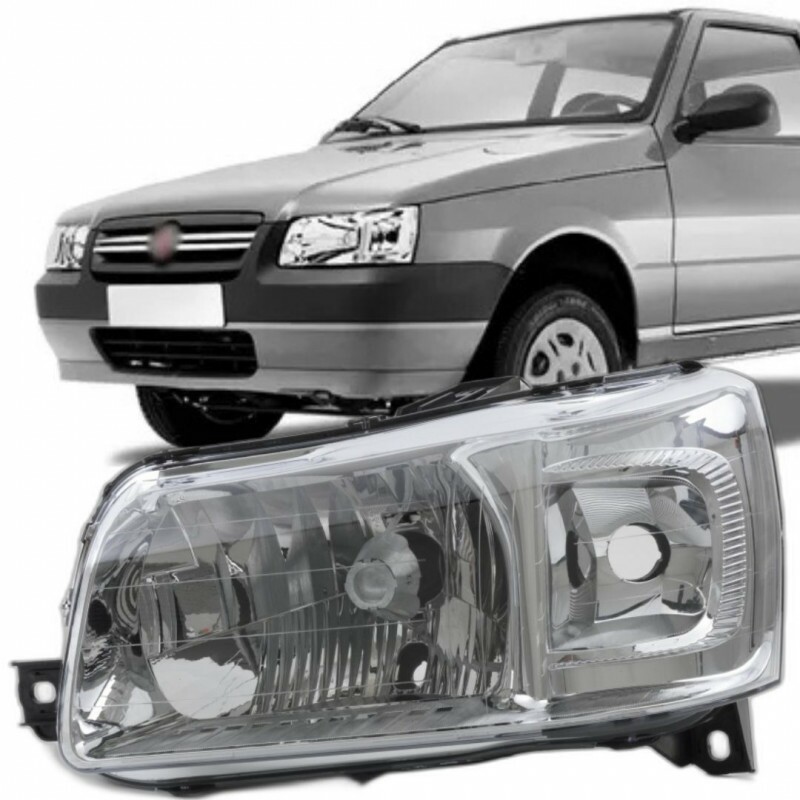 Farol Uno 2004 a 2013 Esquerdo Manual Cromado