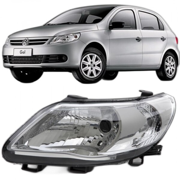 Farol Gol G5 2009 a 2013 Esquerdo Cromado Foco Simples Farol Gol G5 2009 a 2013 Esquerdo Cromado Foco Simples