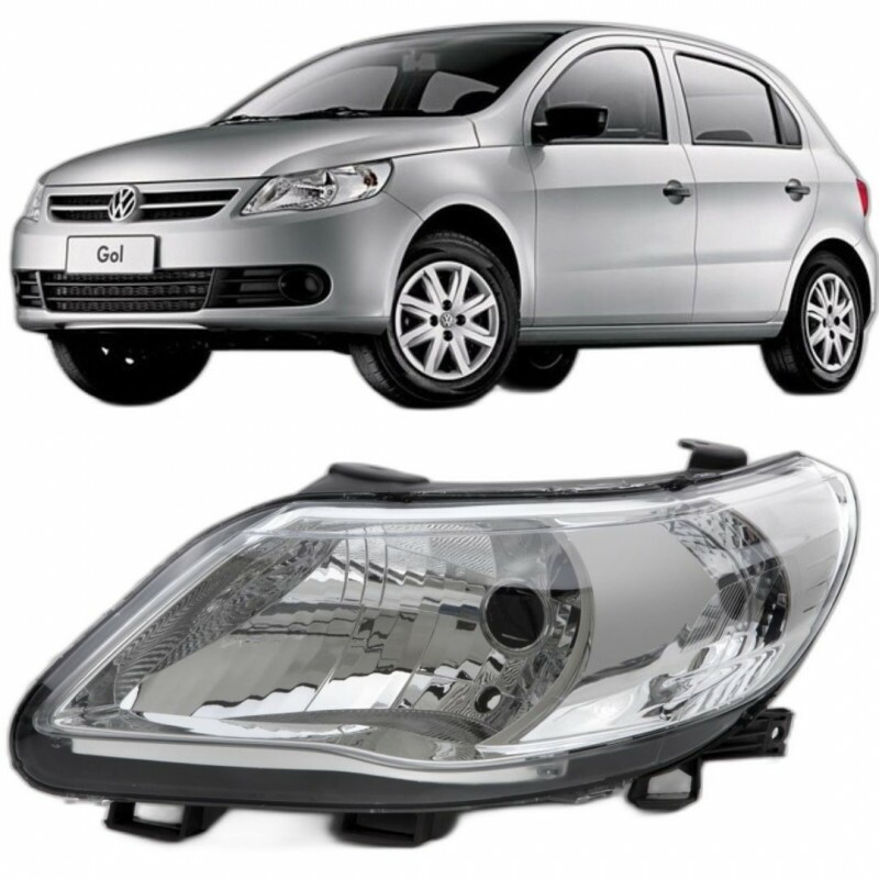 Farol Gol G5 2009 a 2013 Esquerdo Cromado Foco Simples Farol Gol G5 2009 a 2013 Esquerdo Cromado Foco Simples