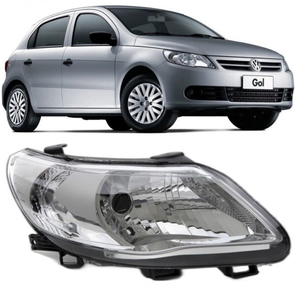 Farol Gol G5 2009 a 2013 Direito Cromado Foco Simples Farol Gol G5 2009 a 2013 Direito Cromado Foco Simples