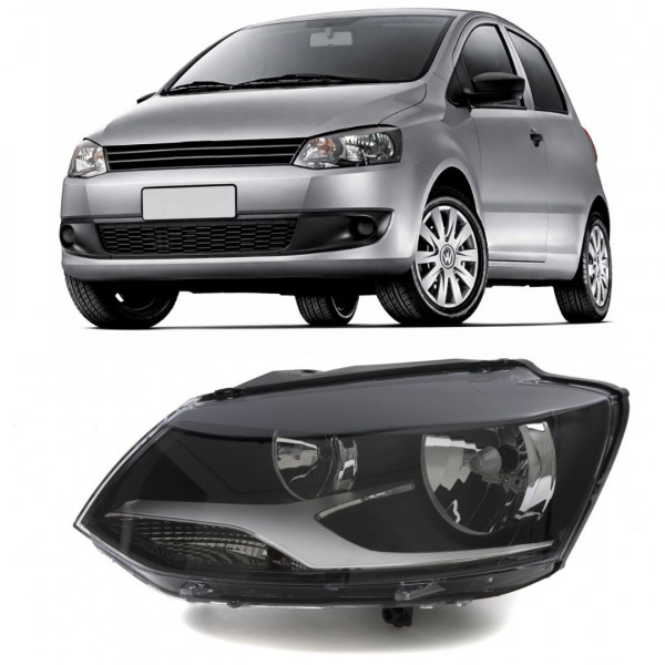 Farol Fox 2010 a 2014 Esquerdo Mascara Negra Foco Duplo Farol Fox 2010 a 2014 Esquerdo Mascara Negra Foco Duplo