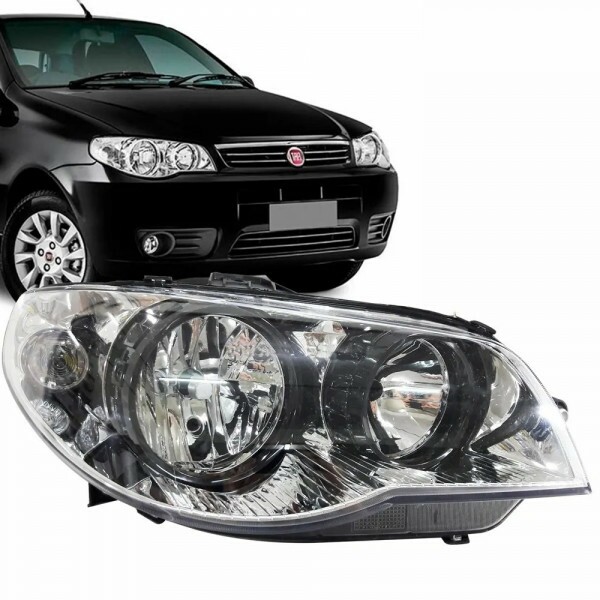 Farol Palio F2 2004 a 2018 Lado Direito Cromado Canhão Preto