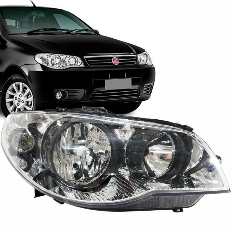 Farol Palio F2 2004 a 2018 Lado Direito Cromado Canhão Preto
