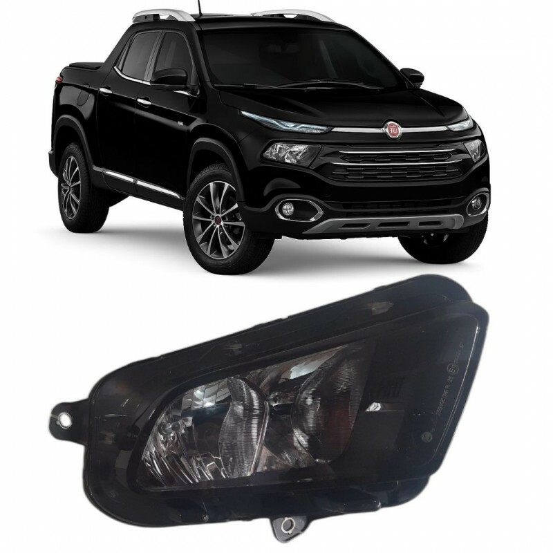 Farol Fiat Toro 2016 a 2021 Direito Sem led Mascara negra