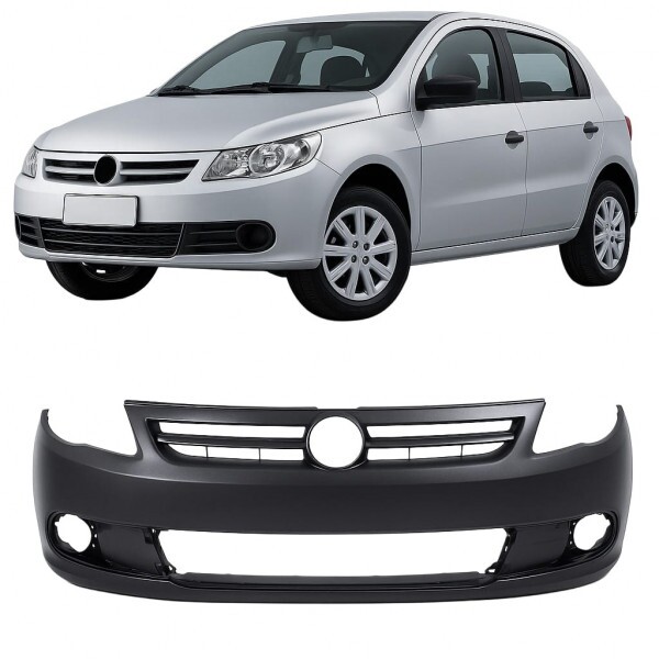 Para Choque Gol G5 2009 a 2013 Dianteiro Preto Liso Furo Farol Milha