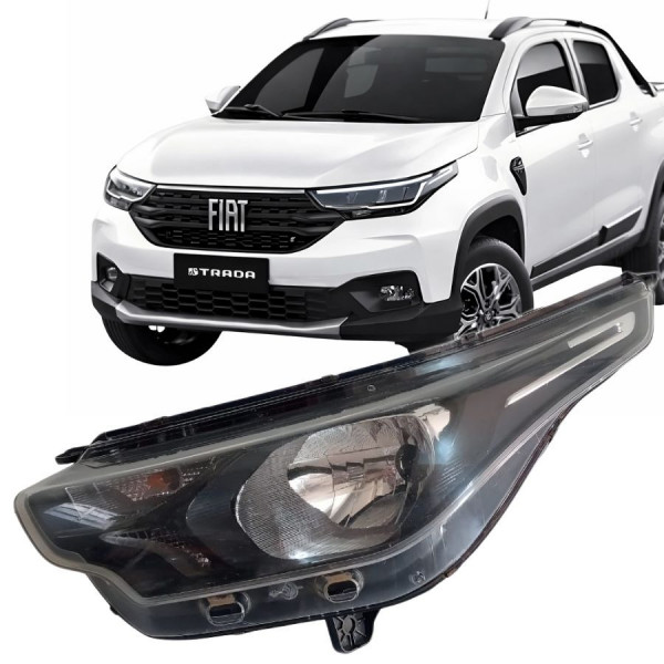 Farol Nova Strada 2021 a 2025 Esquerdo Mascara Negra Farol Nova Strada 2021 a 2025 Esquerdo Mascara Negra