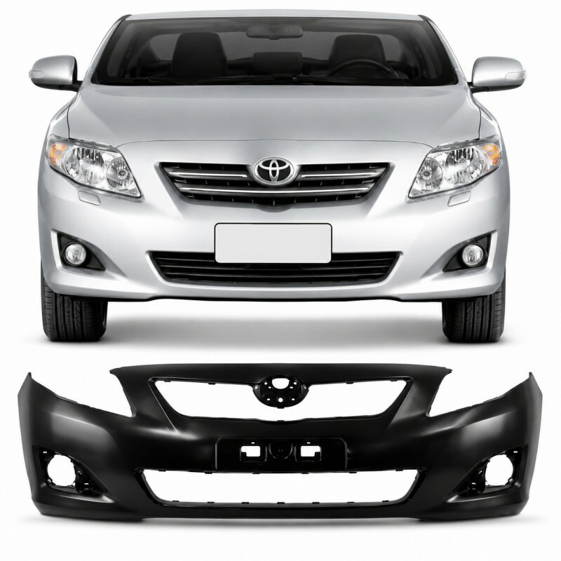 Para Choque Corolla 2008 a 2011 Dianteiro Preto Liso Com Furo Ressalto de Placa