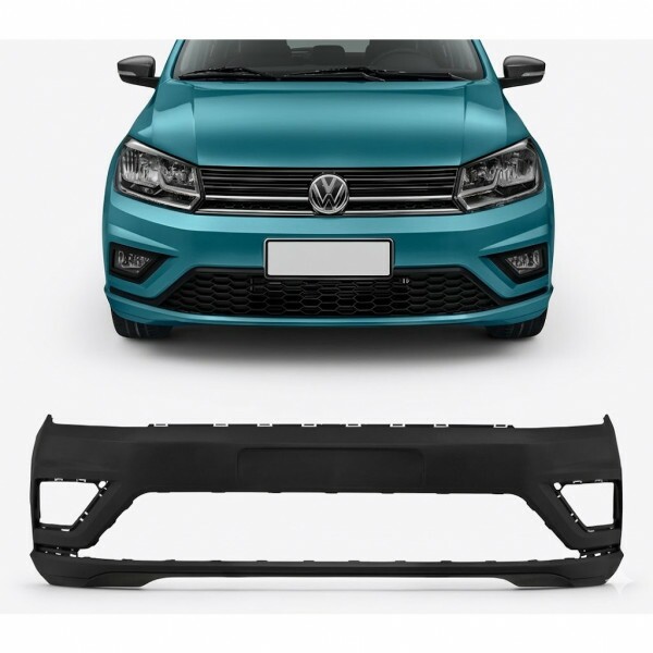 Para Choque Gol G8 Voyage 2019 a 2023 Dianteiro Preto Liso Com Furos Lumax