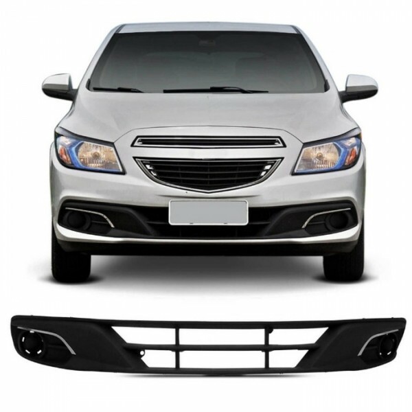 Grade Central Para-choque Onix 2013 a 2016 Preto Friso Cromado Furo Farol Milha Lt Ltz