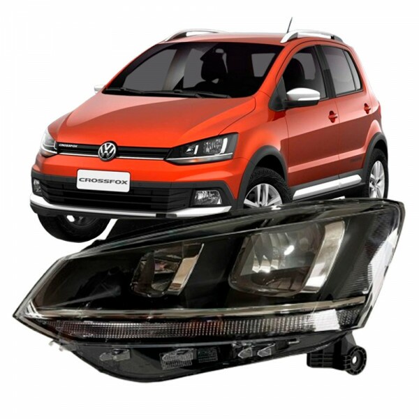 Farol Fox Spacefox Crossfox 2014 a 2022 Esquerdo 5 Portas Mascara Negra