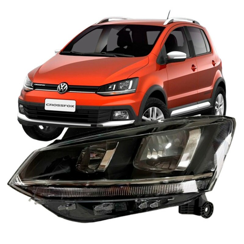 Farol Fox Spacefox Crossfox 2014 a 2022 Esquerdo 5 Portas Mascara Negra