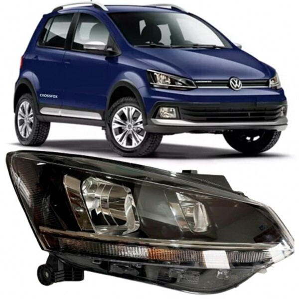 Farol Fox Spacefox Crossfox 2014 a 2022 Direito 5 Portas Mascara Negra