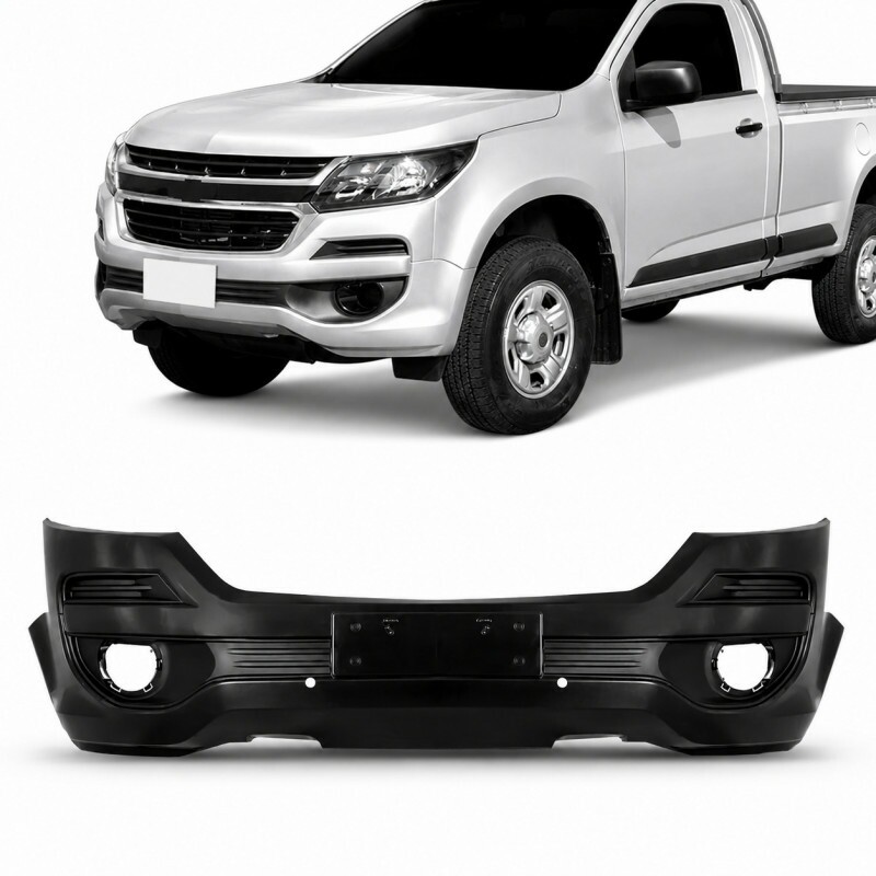 Para Choque S10 2017 a 2020 Dianteiro Preto Liso Com Furos Para Choque S10 2017 a 2020 Dianteiro Preto Liso Com Furos
