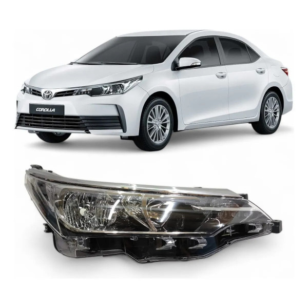 Farol Corolla 2017 a 2019 Esquerdo Mascara Negra Led Tyc