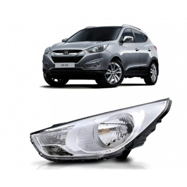 Farol Ix35 2010 a 2015 Esquerdo Cromado