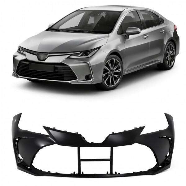 Para Choque Corolla 2020 a 2026 Dianteiro Furo Farol Milha Preto Liso