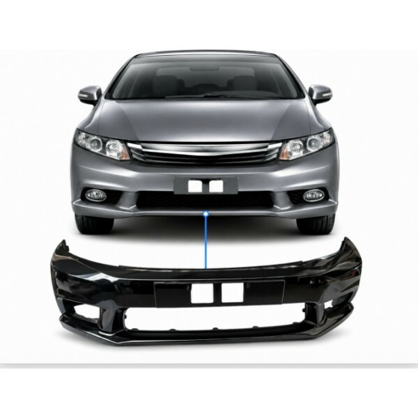 Para Choque Civic 2012 a 2016 Dianteiro Com Furo Pintado Cor Black