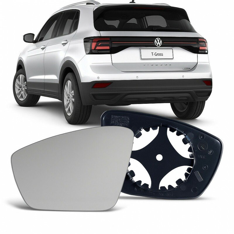 Lente Retrovisor T-Cross 2020 Esquerdo Lente Com Placa Logomarca