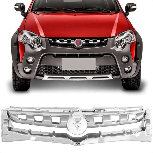 Grade Radiador Strada Locker 2013 a 2020 Cromada Com Emblema