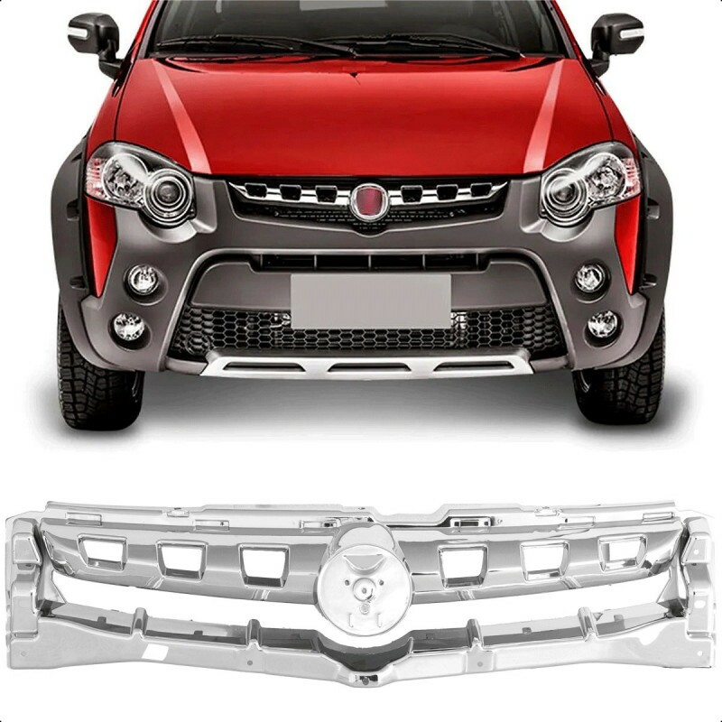 Grade Radiador Strada Locker 2013 a 2020 Cromada Com Emblema