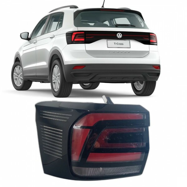 Lanterna T-Cross 2020 a 2024 Traseira Esquerdo Fume Led Borda Preta
