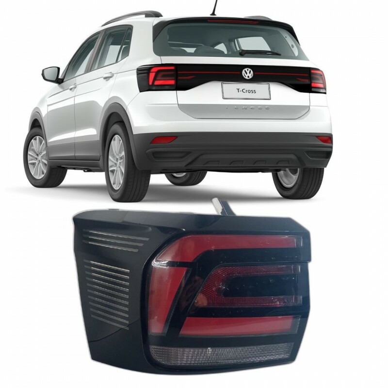 Lanterna T-Cross 2020 a 2024 Traseira Esquerdo Fume Led Borda Preta