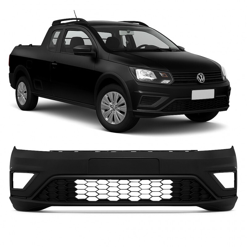 Para Choque Saveiro 2017 a 2023 Dianteiro Preto Liso Com furo Com Grade