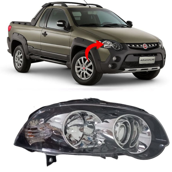 Farol Palio Strada Adventure 2009 a 2016 Direito Mascara Negra