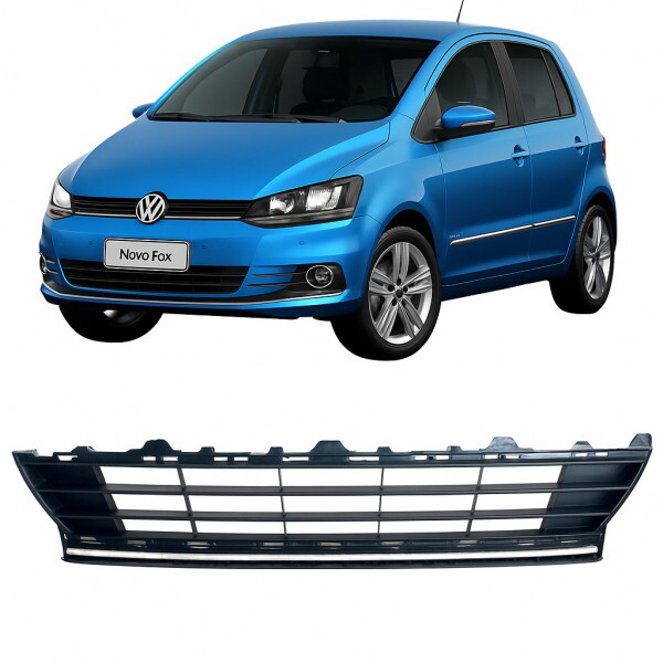 Grade Central Para Choque Fox SpaceFox 2015 a 2022 Preto Friso Prata