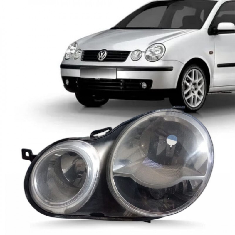 Farol Polo 2001 a 2006 Dianteiro Esquerdo Manual Cromado