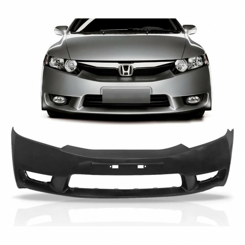 Para Choque New Civic 2009 a 2011 Dianteiro Preto Liso Com Furos
