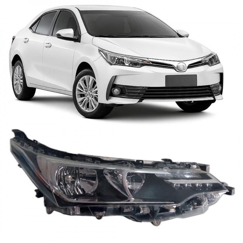 Farol Corolla Xei 2018 a 2019 Direito Mascara Negra Friso Cromado Led