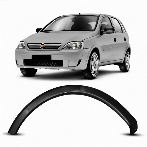 Moldura Para Lama Corsa Sedan Hatch Montana Sport 2003 a 2012 Dianteiro Direito Preto Liso