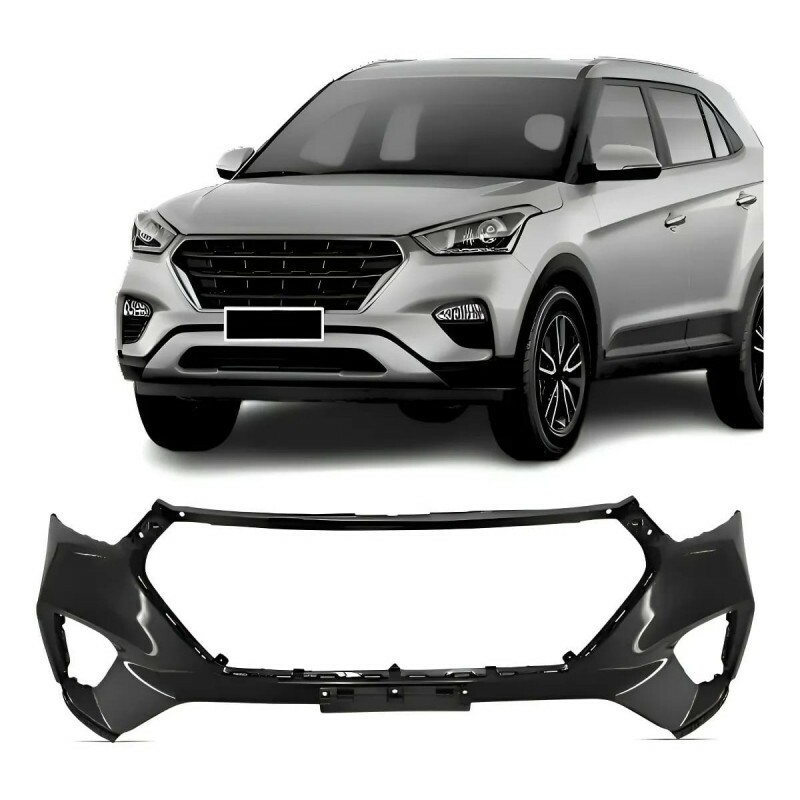 Para-choque Creta 2017 a 2019 Furo Farol de Milha Preto Liso