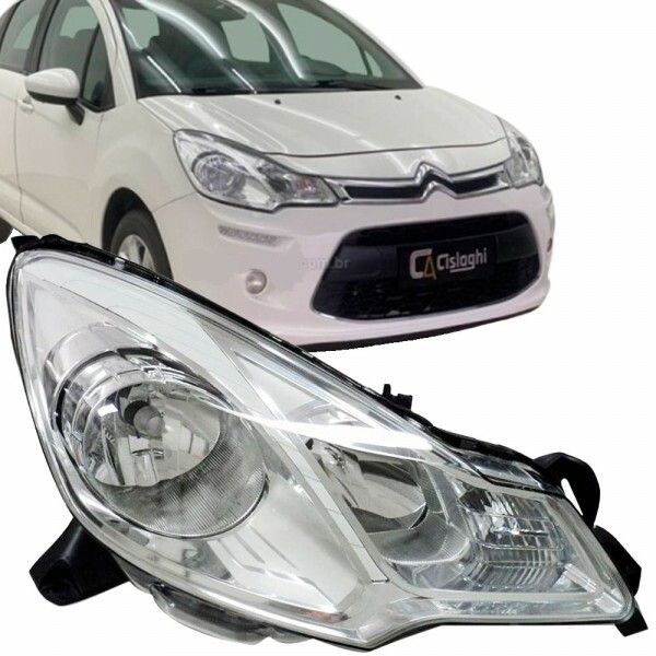 Farol Citroen C3 2013 a 2019 Direito Cromado