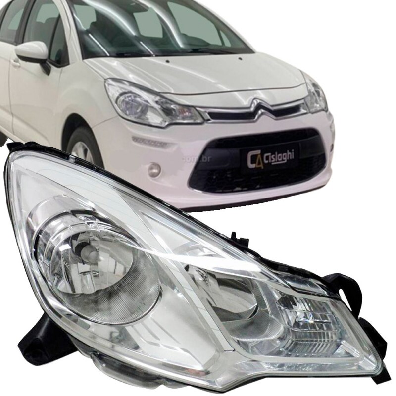 Farol Citroen C3 2013 a 2019 Direito Cromado