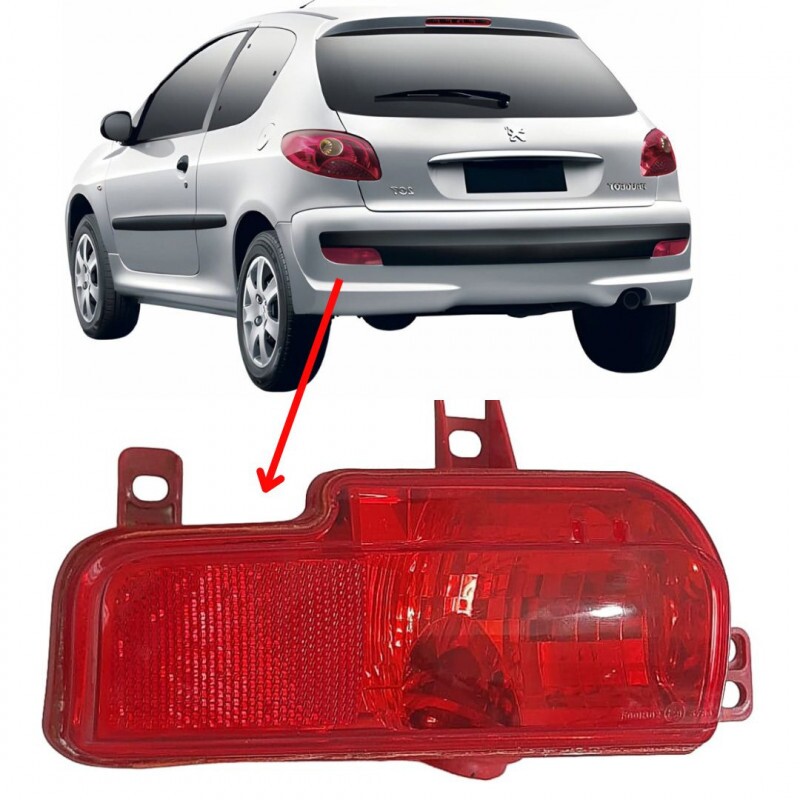 Refletor Para Choque Peugeot 207 SW 2009 a 2015 Traseiro Esquerdo Luz de neblina