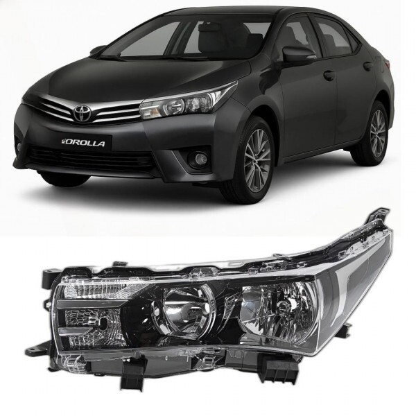 Farol Corolla 2015 a 2017 Esquerdo Manual Máscara Negra Sem LED