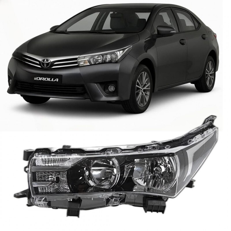Farol Corolla 2015 a 2017 Esquerdo Manual Máscara Negra Sem LED