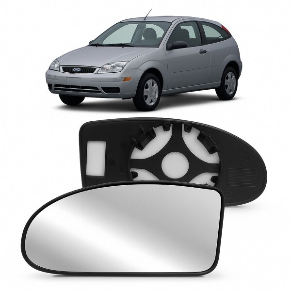 Lente Retrovisor Focus 2001 a 2009 Esquerdo Lente Com Placa