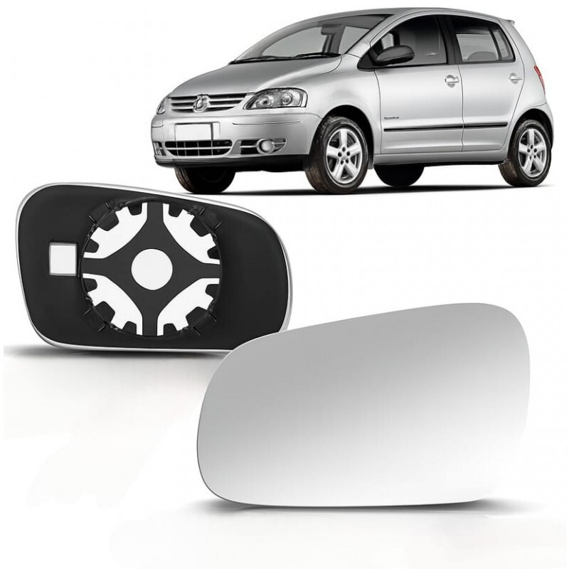 Lente Retrovisor Fox 2004 a 2010 Esquerdo Lente Com Placa