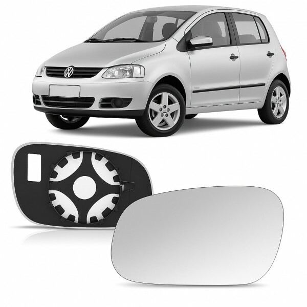 Lente Retrovisor Fox 2004 A 2010 Lado Direito Lente Com Placa Convexa