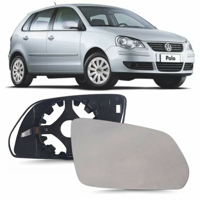 Lente Retrovisor Polo 2009 a 2015 Lado Direito Lente Asferica e Lente Com Placa