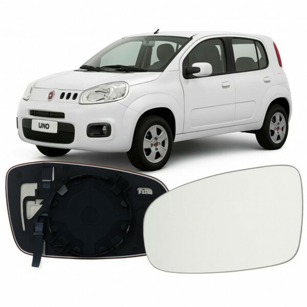 Lente Retrovisor Uno Novo 2011 a 2021 Esquerdo Lente com Placa Ficosa Lente Retrovisor Uno Novo 2011 a 2021 Esquerdo Lente com Placa Ficosa