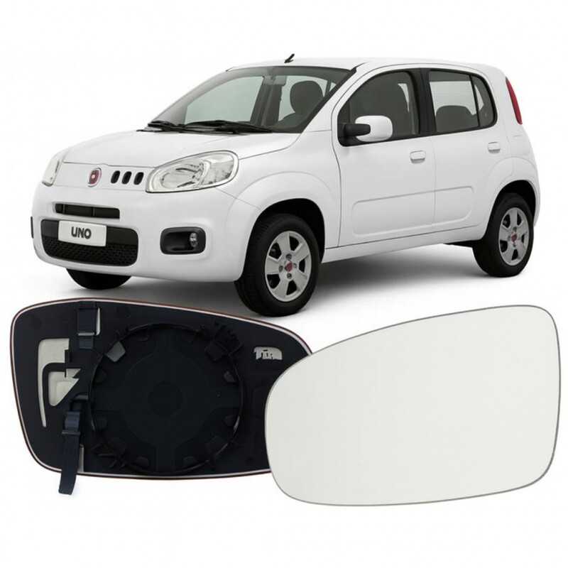 Lente Retrovisor Uno Novo 2011 a 2021 Esquerdo Lente com Placa Ficosa