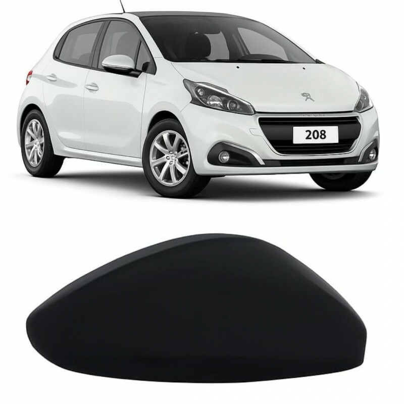 Capa Retrovisor Peugeot 208 2013 a 2025 Direito Preto Liso
