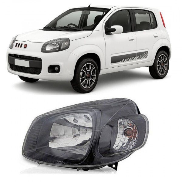 Farol Uno Novo 2011 a 2015 Esquerdo Manual Mascara Negra