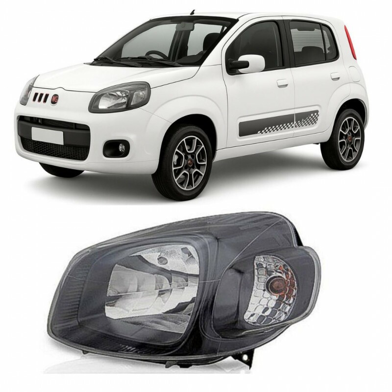 Farol Uno Novo 2011 a 2015 Esquerdo Manual Mascara Negra