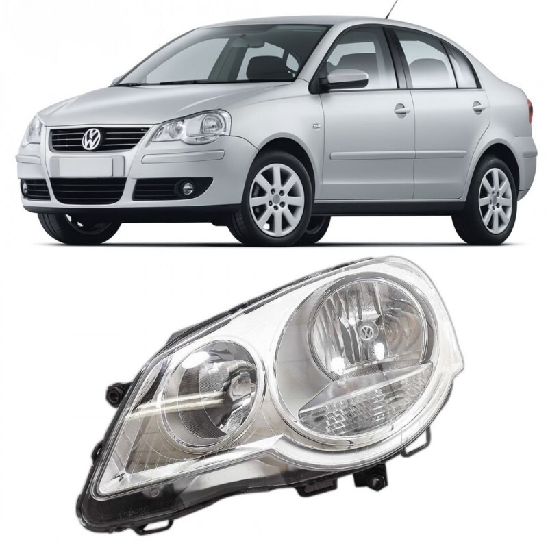 Farol Polo 2007 a 2012 Esquerdo Cromado Manual