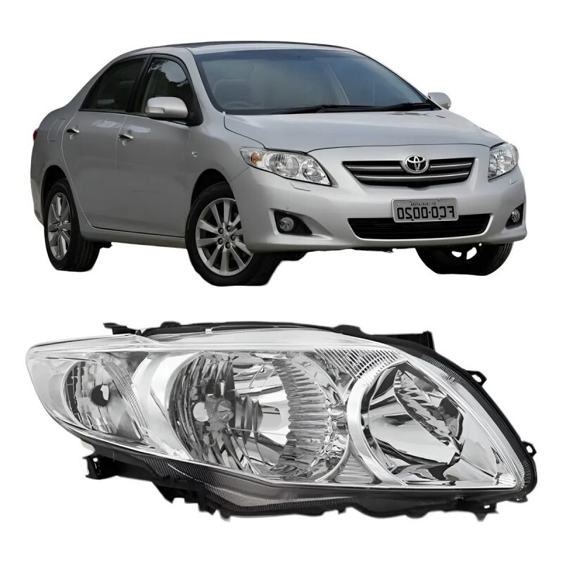 Farol Corolla 2009 a 2011 4P Direito  Manual Cromado